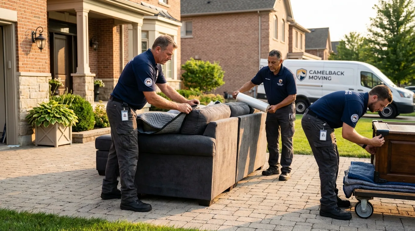 Large estate moving crew wrapping furniture in Aberdeen Proving Ground, MD